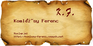 Komlósy Ferenc névjegykártya