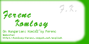 ferenc komlosy business card